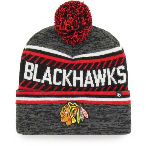 47 NHL CHICAGO BLACKHAWKS ICE CAP '47 CUFF KNIT GRY  UNI - Zimní čepice 47