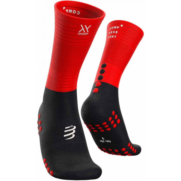Compressport MID COMPRESSION SOCKS červená T3 - Vysoké běžecké ponožky Compressport