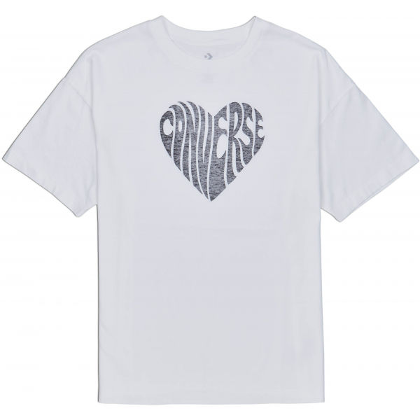 Converse WOMENS HEART REVERSE PRINT TEE bílá S - Dámské tričko Converse