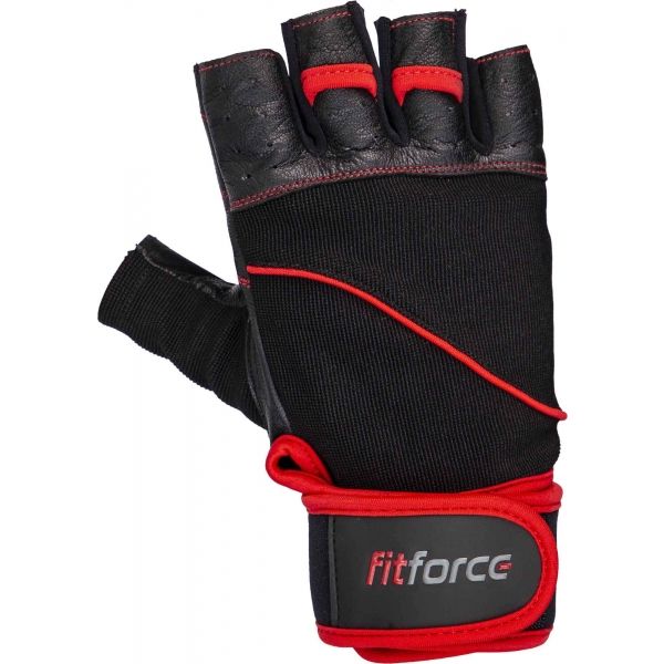 Fitforce FERAL černá M - Kožené fitness rukavice Fitforce