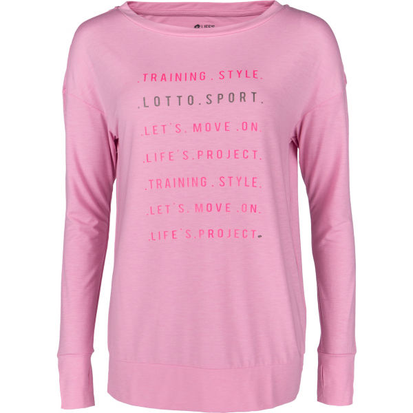 Lotto DINAMICO W III TEE LS PRT1 VI růžová XS - Dámské tričko s dlouhým rukávem Lotto
