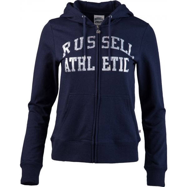 Russell Athletic CLASSIC PRINTED ZIP THROUGH HOODY tmavě modrá S - Dámská mikina Russell Athletic