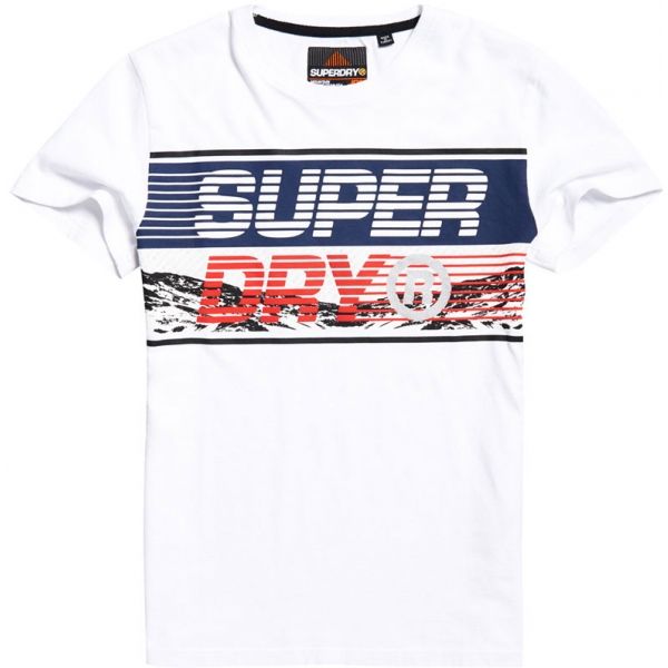 Superdry DOWNHILL PHOTOGRAPHIC TEE bílá S - Pánské tričko Superdry