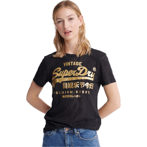 Superdry PG SNAKE BURNOUT ENTRY TEE černá 12 - Dámské tričko Superdry