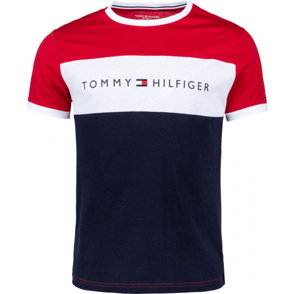 Tommy Hilfiger CN SS TEE LOGO FLAG  S - Pánské tričko Tommy Hilfiger