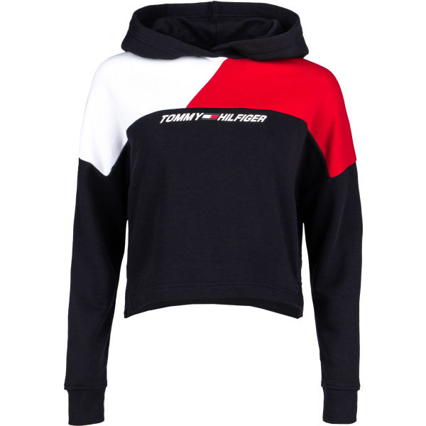 Tommy Hilfiger RELAXED COLOUR BLOCK HOODIE LS  XS - Dámská mikina Tommy Hilfiger