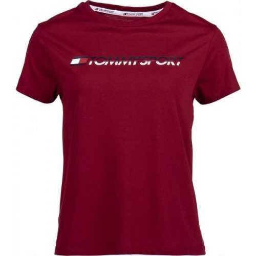 Tommy Hilfiger TEE LOGO CO/EA červená S - Dámské tričko Tommy Hilfiger