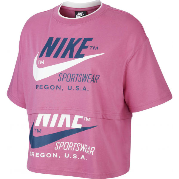 Nike NSW ICN CLSH SS TOP W růžová M - Dámské tričko Nike