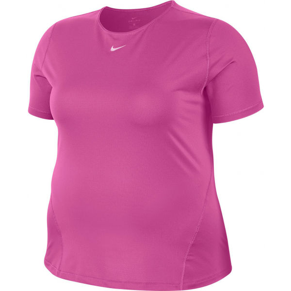 Nike TOP SS ALL OVER MESH PLUS W růžová 1x - Dámské tričko plus size Nike