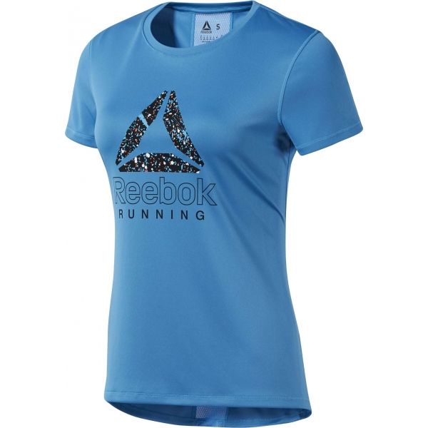 Reebok RUNNING ESSENTIALS GRAPHIC TEE modrá S - Dámské běžecké tričko Reebok