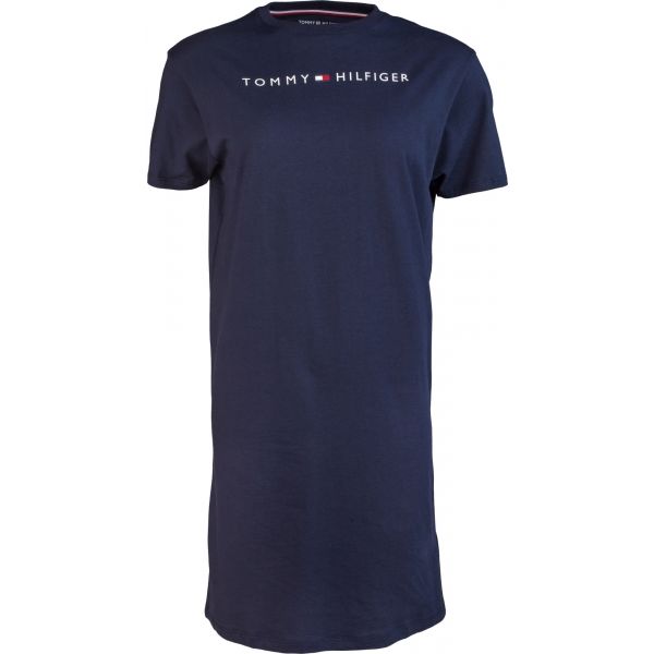 Tommy Hilfiger RN DRESS HALF SLEEVE tmavě modrá M - Dámské prodloužené tričko Tommy Hilfiger