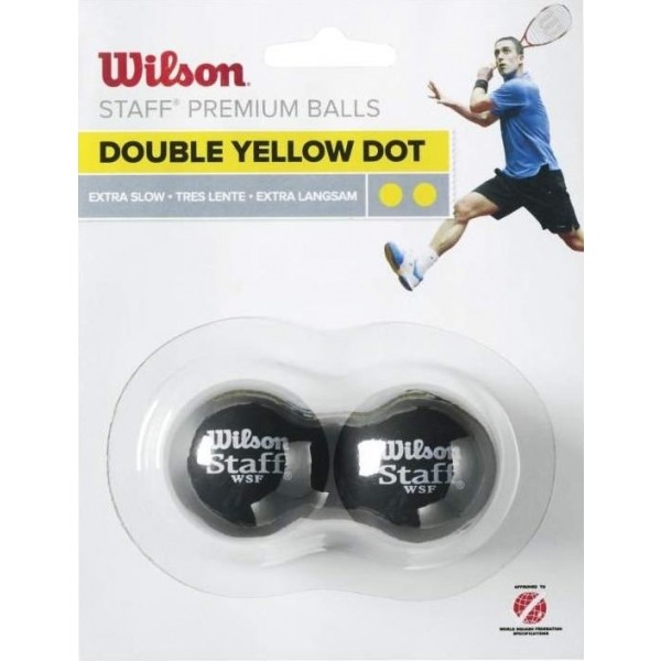 Wilson STAFF SQUASH 2 BALL DBL YEL DOT   - Squashový míček Wilson