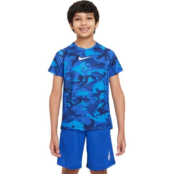 Nike NP DF SS TOP AOP B Modrá S - Chlapecké tréninkové tričko Nike