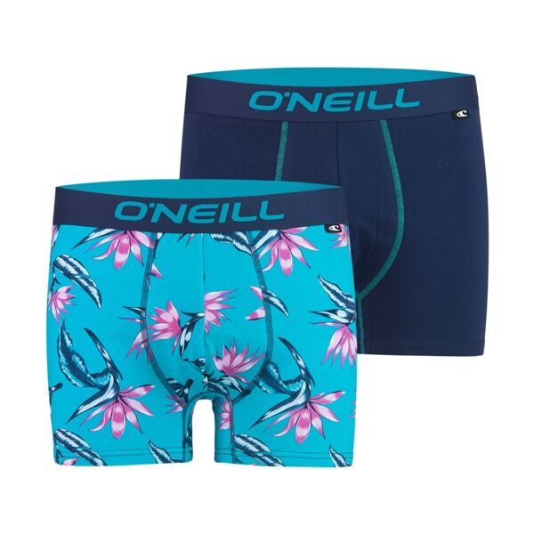 O'Neill MEN BOXER FLORAL TEAL&PLAIN 2PACK Pánské boxerky